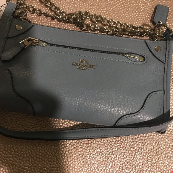 NWT NEW Blue COACH purse w/chain leather strap - Picture 6 of 6